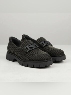 Softwaves Varena Velvet Houndstooth loafer in black size 39 NIB